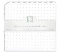 SwaddleDesigns Manta Envolvente Ultimate, Franela de Algodón, Lunares, Plata