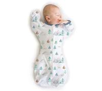 SwaddleDesigns Transitional Swaddle Sack, Arms Up Half-Length Sleeves & Mitten Cuffs, Swaddle for Newborn Transition to Baby Sleep Sack Wearable Blanket, 0-3 mo, 6-14 lb, Watercolor Mountains & Trees