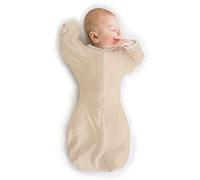 SwaddleDesigns Transitional Swaddle Sack, Arms Up Half-Length Sleeves & Mitten Cuffs, Swaddle for Newborn Transition to Baby Sleep Sack Wearable Blanket, Medium, 3-6 month, 14-21 lb, Heathered Oatmeal