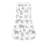 SwaddleMe by Ingenuity, Manta Convertible Arms Free, para Edades Entre 0 y 3 Meses, Entre 6,35 y 8,15 Kilos, 1 Unidad, 0.5 TOG - Elefante Feliz