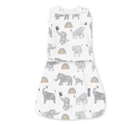 SwaddleMe by Ingenuity, Manta convertible Arms Free, para edades entre 0 y 3 meses, entre 6,35 y 8,15 kilos, 1 unidad, 0.5 TOG - Elefante feliz