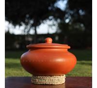 Swadeshi Blessings Olla de arcilla sin esmaltar para cocinar con tapa/olla de arcilla/olla de tierra/olla de arcilla Handi/Earthen Kadai/Curry, ollas Biryani y cenizas gratis para limpieza (5 litros)