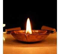 Swadeshi Desire Akhand Diya de cobre (tamaño 1) -Lámpara de aceite de 25 g para puja diaria y otros rituales religiosos, hogar, oficina y templos, regalos festivos | Diya de cobre para decoración del