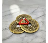Swadeshi Desire Feng Shui Vastu Remedies Dragon Phoenix - Juego de 3 monedas chinas de latón, riqueza, prosperidad, dinero, buena suerte (tamaño grande)