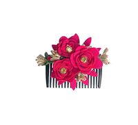 Swadeshi Desire Jooda - Pasador para el cabello con flor | Peine de flores para mujeres y niñas, paquete de 01 unidades, color rosa