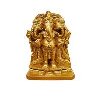 Swadeshi Desire Panchmukhi Ganesh Idol, Ganesha Murti, estatua de Ganesh ji de 5 caras en polimármol - (9 cm de altura, color dorado)