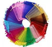 Swadeshi Desire - Paquete de 100 bolsas de regalo de devolución Shagun, bolsas de frutas secas, bolsas de organza lisas, tamaño: 10 x 15 cm, colores mezclados