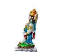 Swadeshi Desire Polvo de mármol sentado Hanuman ji ki murti con gada, 15 cm, 450 g, multicolor