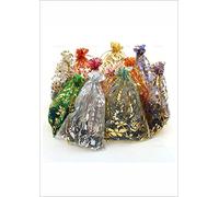 Swadeshi Desire - Tamaño: 24 x 18 cm - Paquete de 100 bolsas impresas de frutas secas ~ Bolsas de organza importadas para recuerdos (multicolor)
