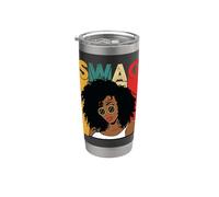 Swag Black Queen Melanin Mujeres Retro Vintage Afro Girls Vaso térmico de acero inoxidable de doble pared