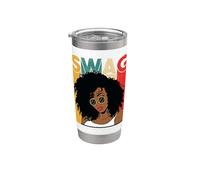 Swag Black Queen Melanin Mujeres Retro Vintage Afro Girls Vaso térmico de acero inoxidable de doble pared