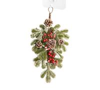 Swag navideño en forma de lágrima - Corona artificial colorida para puerta de entrada, ramas de pino con piñas y bayas, 55x35 cm | Guirnaldas navideñas con diseño de bayas, decoración de paredes, buzo