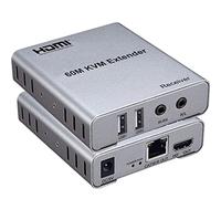 Swallows Extender HDMI KVM USB 60M, con audio 1080P R/L de CAT5E Cat6 RJ45 Cable Ethernet Transmisor Receptor Convertidor Audio Video PC Laptop a monitor TV