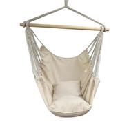 Swams de la Silla de Hamaca con 2 Cojines, máximo de 330 Libras, Silla de Hamaca Colgante con Boom de Madera, sillas de Cielo para al Aire Libre, hogar, Dormitorio, Patio, Patio White