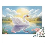 Swan 1000Pc for Adults Kids White Swan on Lake at Sunset Educational Games Suitable for Decompression 70x50cm 1000pcs