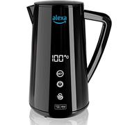 Swan Alexa Hervidor Agua Eléctrico Inteligente WIFI Smart Kettle 1,5L, Inalámbrico, Pantalla LED Táctil, Función Mantener Caliente, Pared Aislada Acero Inoxidable, 1800W, Negro, SK14650BLKNEU