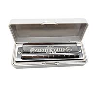 SWAN Armónica Blues 1020HW de 10 agujeros con llave en C, color negro, modelo de firma, para adultos, estudiantes, principiantes y mayores (SW1020HW)