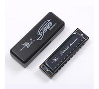 Swan - Armónica diatónica de 10 agujeros, armónica azul, tecla C, 20 tonos, armónica para estudiantes, adultos, principiantes, color negro