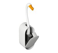 Swan - Cepillo de inodoro compacto montado en la pared con almacenamiento de líquido de limpieza, material ligero y duradero, diseño que ahorra espacio, fácil de instalar y quitar, cabezal