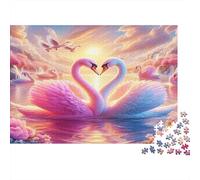 Swan Challenging Brainteasing Puzzle Swans with Pink-Blue Wings on Water for Adults Kids Age 12 Years Up 70x50cm 1000pcs