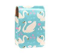 Swan Cute Blue Lip Gloss Holder Lipstick Case Portable Mini Lipstick Storage Box Travel Lipstick Organizer Case with Mirror for Women, Varios colores, 9.5x2x7 cm/3.7x0.8x2.7 in