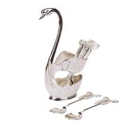 Swan Dessert Fork Set with 1 Holder and 6 Forks,Stainless Steel Swan Shaped Food Forks Dinnerware Organizer,Creative Cute Spoon Fork Tableware,for Fruit,Dessert,Snack,Ice Cream