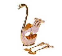 Swan Dessert Fork Set with 1 Holder and 6 Forks,Stainless Steel Swan Shaped Food Forks Dinnerware Organizer,Creative Cute Spoon Fork Tableware,for Fruit,Dessert,Snack,Ice Cream