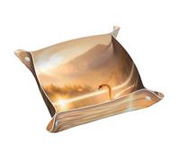 Swan in The Lake - Caja de almacenamiento de escritorio de piel estampada pequeña, bandeja de almacenamiento personalizada multifuncional