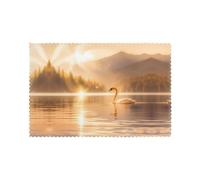 Swan in The Lake - Juego de 6 manteles individuales rectangulares de 12 x 18 pulgadas para fiestas, cocinas y fiestas