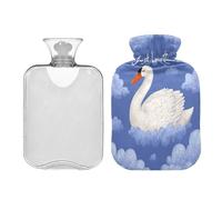 Swan Just Breathe - Botellas de agua caliente con cubierta suave, bolsas de agua caliente de 2 litros para alivio del dolor de cuello y hombros, bolsa de agua Caliente para el Dolor
