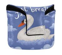 Swan Just Breathe - Cubierta para cabeza de putter de mazo con cierre magnético, fundas para palos de golf cuadrados de piel sintética