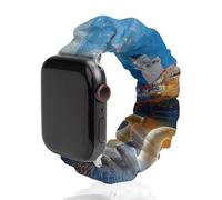 Swan Lake Landscape Scrunchie - Correa de repuesto elástica suave compatible con Apple Watch, 42mm/44mm, Acero inoxidable, No es una piedra preciosa