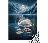 Swan Lake Moonlight Puzzle de 1000 Piezas para Adultos Escena Nocturna Juego de Puzzle Papel Hogar 52x38cm/1000pcs