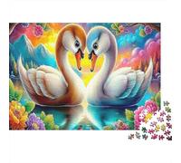Swan Love Jigsaw Puzzle 1000 Piece | Sustainable Recycled Paper Two Swans Touching Beaks for Adults & Teens Gift 38x26cm/1000pcs