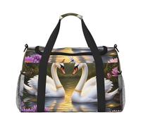 Swan Love Water Lilies - Bolsa de viaje compacta resistente al agua para deportes, gimnasio y fin de semana para hombres y mujeres