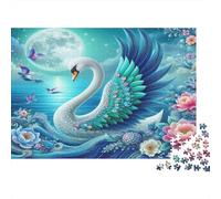 Swan Moon Puzzle 1000 Piezas Papel Reciclado Fantasy World Puzzles Juego Educativo Challenge Fun Juego Familiar para Adultoos and Age 10 52x38cm/1000pcs