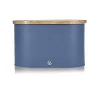 Swan Nordic Panera de Mesa para Guardar, Tapa Tabla de Cortar de Bambú, Contenedor de Acero al Carbono para Almacenamiento de Pan y Bollería, Bread Bin, Diseño Moderno, Azul, Talla única