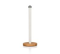 Swan Nordic Porta Rollos Papel de Cocina, Soporte Vertical para Toallas de Papel, Eje Acero al Carbono, Base de Bambú, Estable y Resistente, Diseño Moderno, Blanco