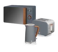 Swan Nordic Set Desayuno Microondas 20L + Hervidor de Agua + Tostadora 2 Rebanadas Gris
