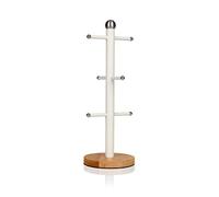Swan Nordic Soporte Almacenamiento para 6 Café, Porta Tazas de Árbol, Acero al Carbono y Base de Bambú, Estable, Duradero, Diseño Moderno, Blanco, Talla única
