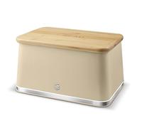 Swan Nordic SWKA18523OAT - Panera con cuerpo de hierro, base antideslizante, elegante acabado mate suave al tacto y tapa de madera de acacia, 16 L, avena