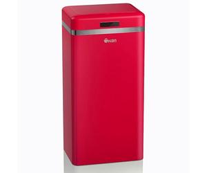 Swan Retro Cubo de Basura Cocina Automático, Sensor de Movimiento, 45 Litros, Metálico, Papelera Inteligente de Reciclaje Gran Capacidad, Diseño Vintage, Rojo