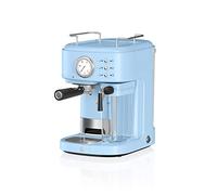 Swan Retro One Touch SK22150BLN Cafetera Express Semi Automática para Espresso y Cappucino, 15 Bares, Vaporizador con Depósito de Leche 0,5L, 1,7 L, Taza Grande o Pequeña, Vintage, Azul, 1200W