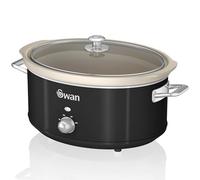 Swan Retro SF17031BNEU Olla Cocción Lenta 6,5L Recipiente Extraíble, Antiadherente Cerámica libre PFOA y PTFE, 3 Niveles Temperatura, Tapa Vidrio, Slow Cooker, Diseño Vintage, Negro, 320W