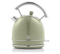 Swan Retro Hervidor de Agua 1,8L, Tetera Eléctrica, Resistencia Oculta Acero Inoxidable, Inalámbrico, sin Cable, Diseño Vintage, Apagado Automático, Verde, 2200W, SK14630GNEU