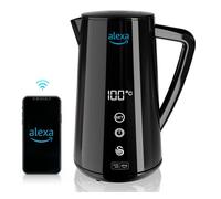 Swan Alexa Hervidor Agua Eléctrico Inteligente WIFI Smart Kettle 1,5L, Inalámbrico, Pantalla LED Táctil, Función Mantener Caliente, Pared Aislada Acero Inoxidable, 1800W, Negro, SK14650BLKNEU