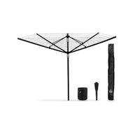 Swan Stealth SWLC1005BLKN - Tendedero Giratorio de 60 m con Altura Ajustable, estaca de Metal de Acero, Cubierta con Cremallera y Bolsa de Clavijas con mosquetón, construcción de Aluminio, Acabado