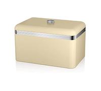 Swan SWKA1010CN Panera de Mesa para Guardar, Capacidad 18 litros, Contenedor de Metal para Almacenamiento Pan y Bollería, Bread Bin, Diseño Vintage, Crema (Retro), 22.6 x 35.3 x 23.5cm