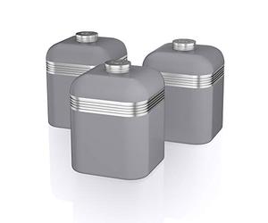 Swan SWKA1020GRN Juego de 3 Tarros de Especias, 1 Litro, Hierro, Cromado, Gris