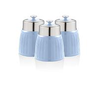 Swan SWKA1024CN Retro - Juego de 3 botes herméticos para tapa, capacidad generosa, tapa cromada, color azul